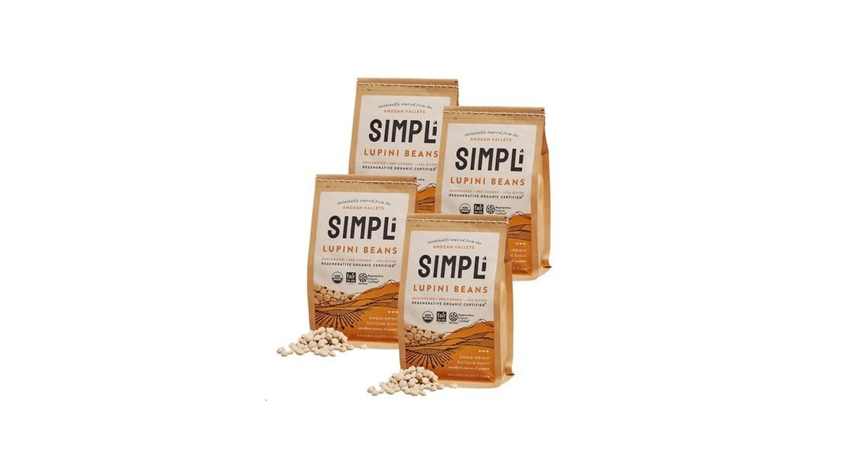 Simpli Regenerative Organic Certified Lupini Beans, High Protein Plant-based Snack