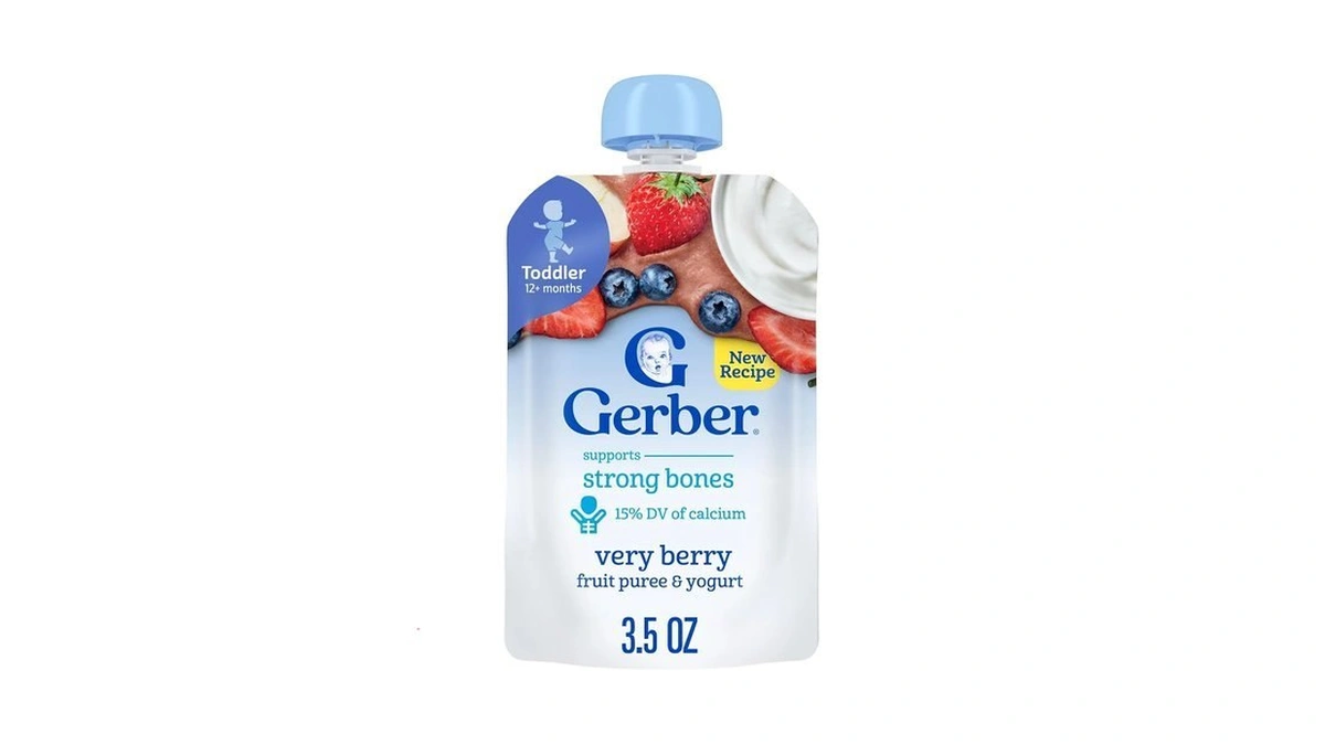 Gerber Toddler Very Berry Fruit Yogurt Pouches, 3.5 Oz, 12