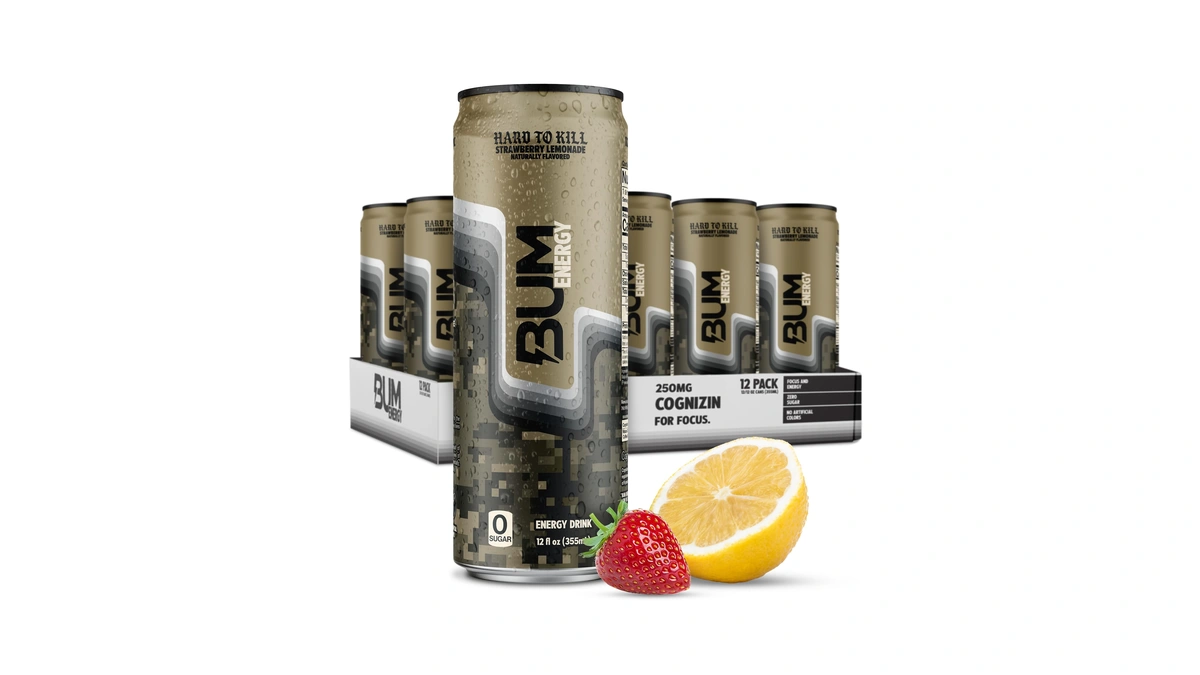 Bum Sugar Free Energy Drink, Nootropics, Hard To Kill 12