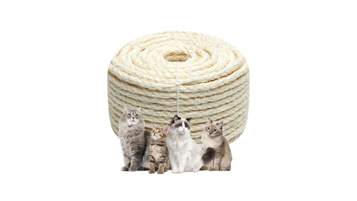 White Sisal Rope 1/4 Inch By 49-feet For Cat Scratching