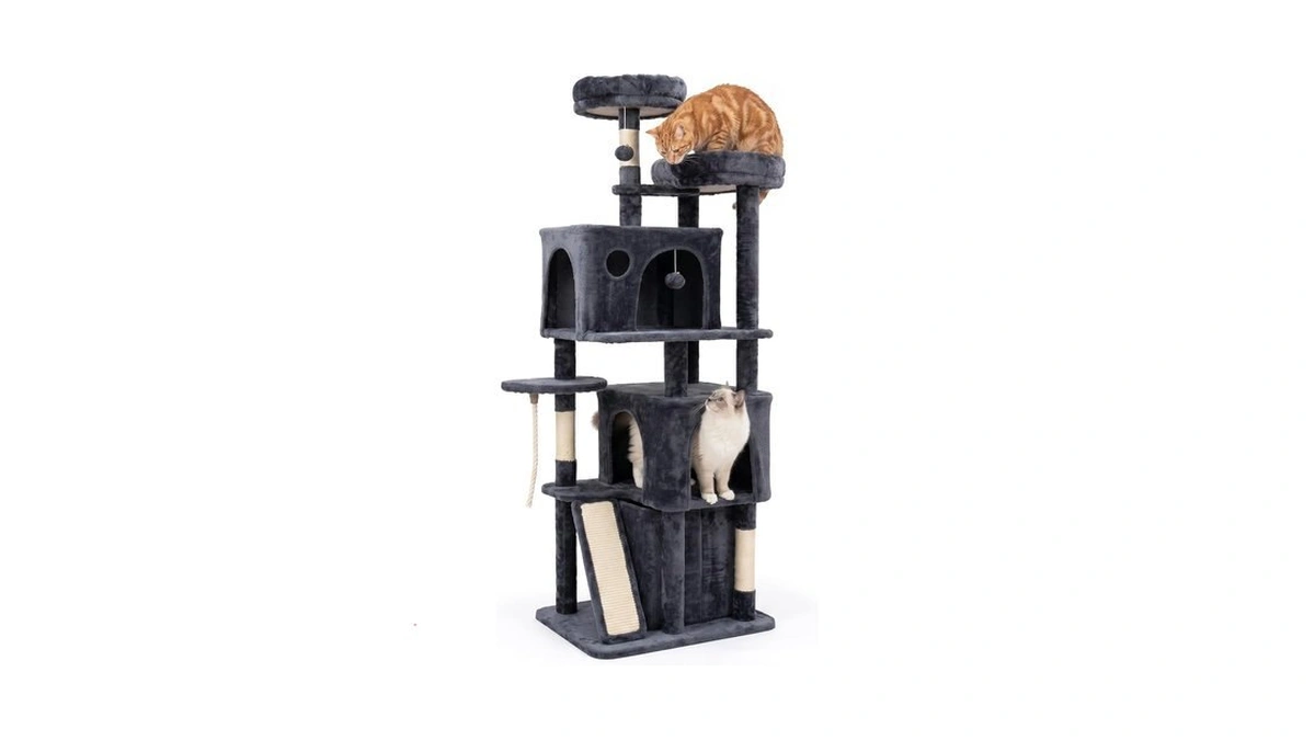 Lona 66" Cat Tree With Scratching Post&2 Condos, Corner Cat