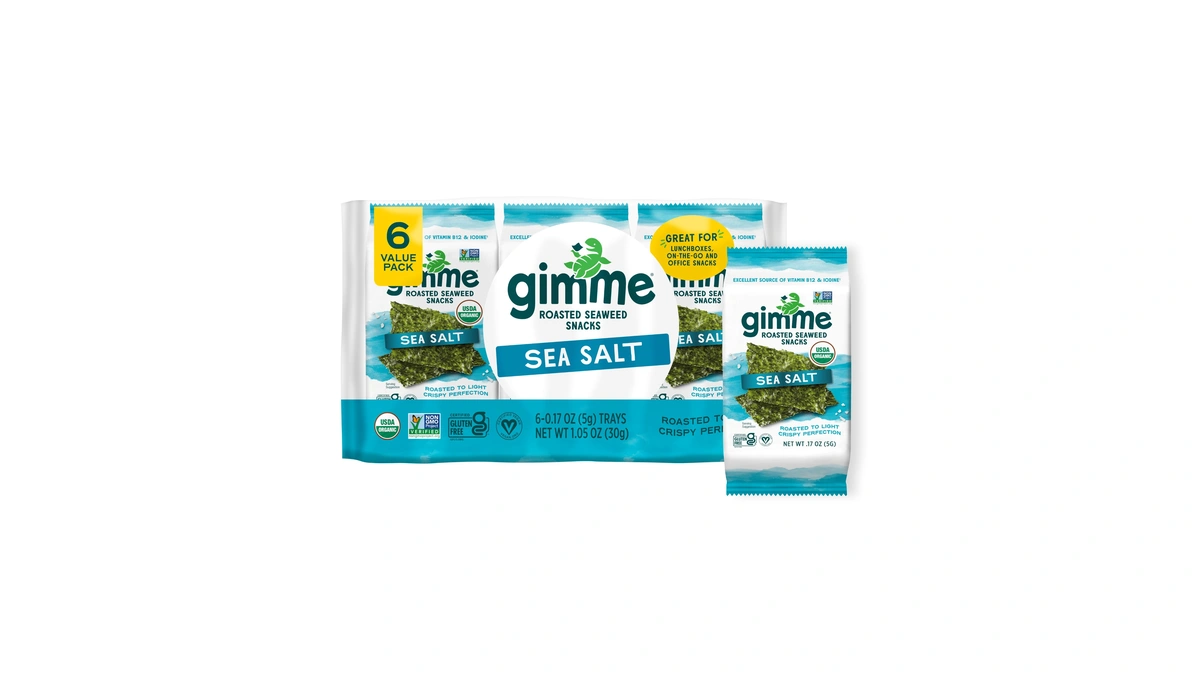 Gimme 6 Ct Sea Salt Organic Roasted Seaweed Snacks, 5g,
