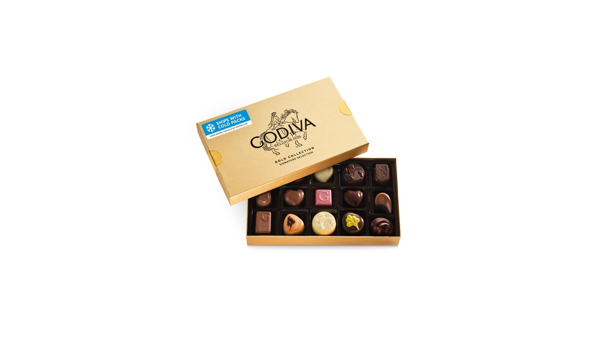 Godiva Gold Assorted Belgian Chocolate Gift Box, Gourmet, 15 Pc