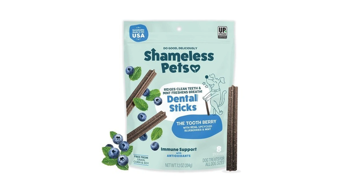 Shameless Pets Blueberry & Mint Dental Chews For Dogs, 8
