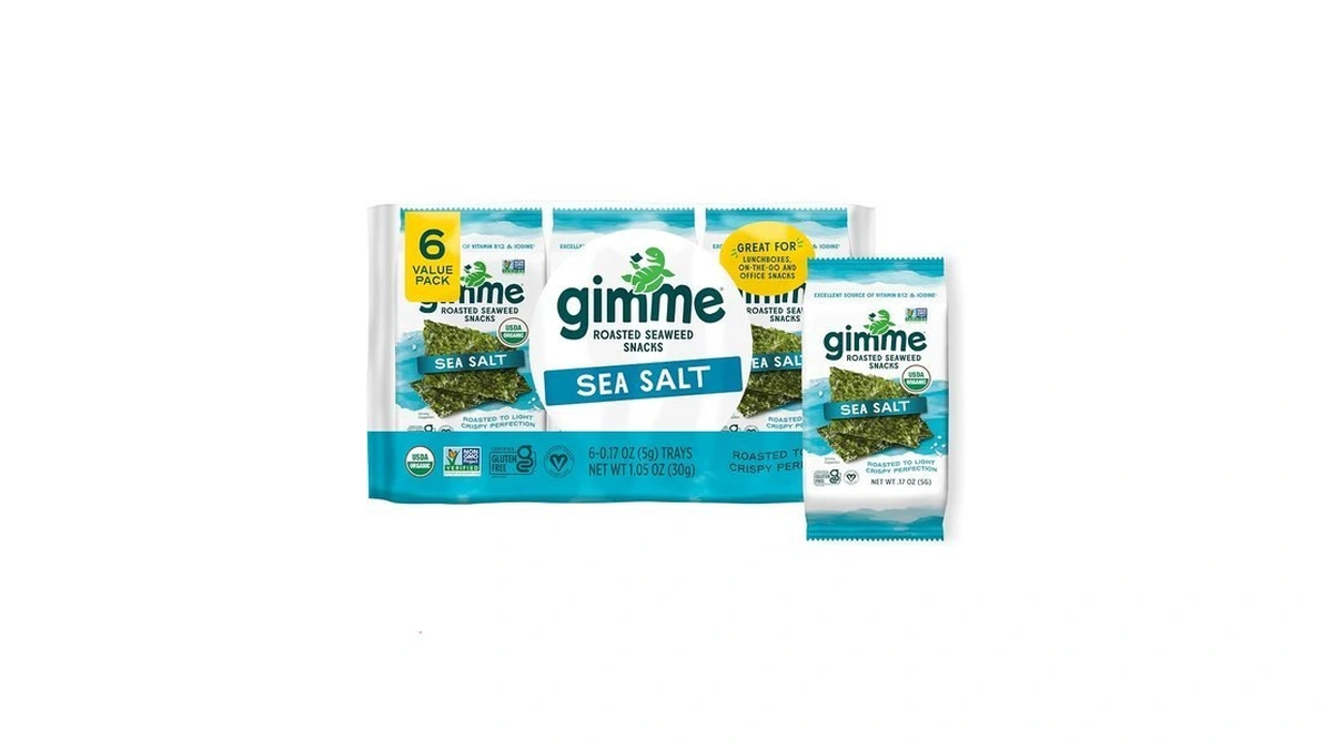 Gimme 6 Ct Sea Salt Organic Roasted Seaweed Snacks, 5g,
