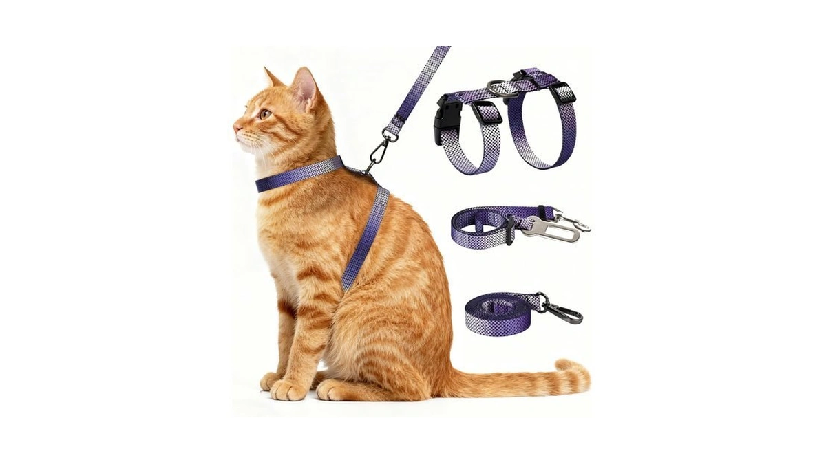 Cat Harness And Leash Set, 3-in-1 Escape Proof Adjustable, Comfortable