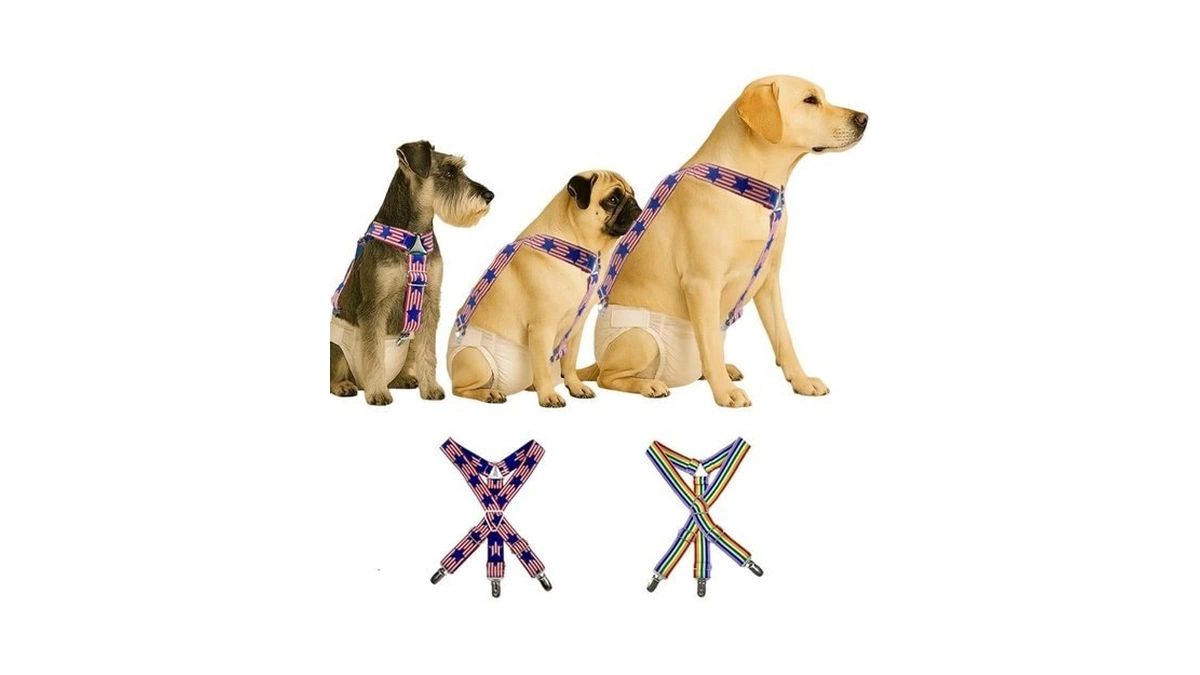 Lamiaraga 2pcs Non-slip Dog Diaper Suspenders With Clips | Stretchy
