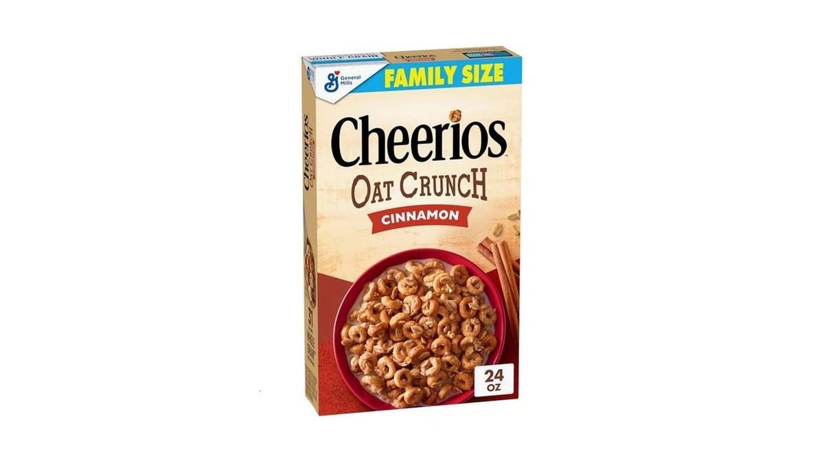 Cheerios Oat Crunch Cinnamon Cereal, Whole Grain, Family Size, 24