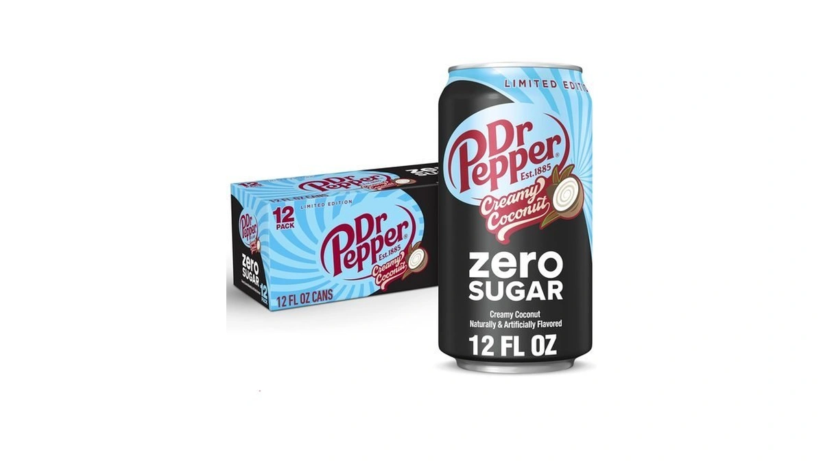 Dr Pepper Zero Sugar Creamy Coconut Soda, 12 Fl Oz