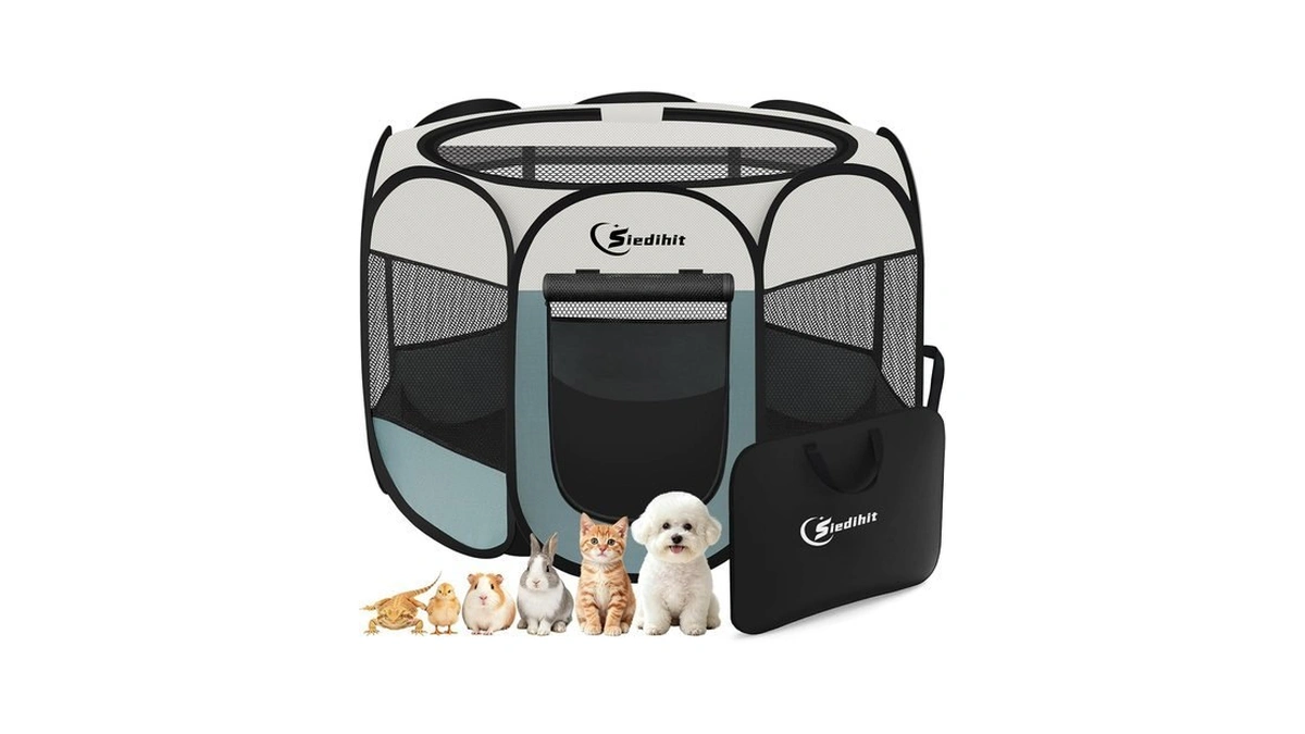 Siedihit Dog Cat Playpen, Puppy Pet Playpen Indoor For Small