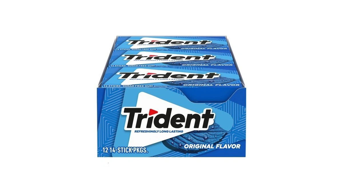 Trident Original Sugar Free Gum, 12 Packs Of 14 Pieces