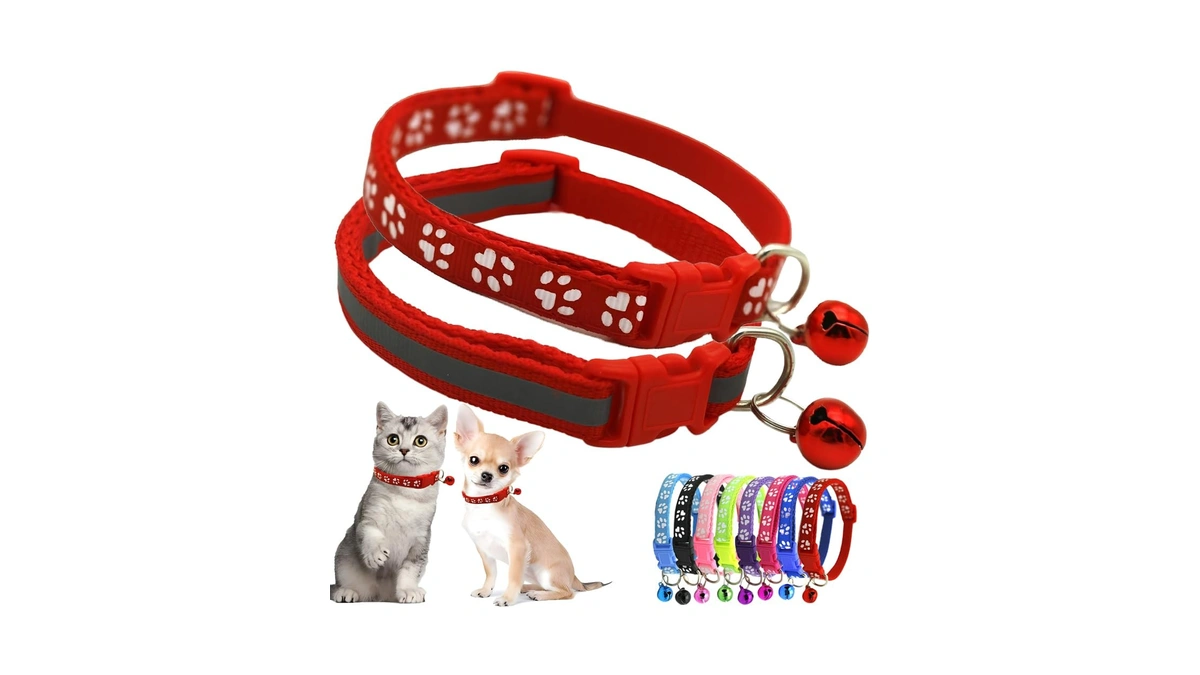 Red Xs Dog Collar With Bell For Small Dogs, 2-pack