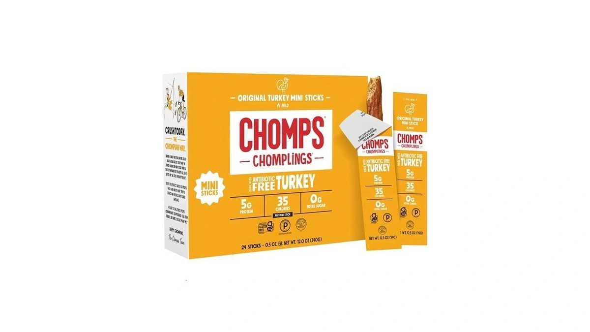 Chomps Original Turkey Chomplings Antibiotic Free, 24ct Protein Snack Stick