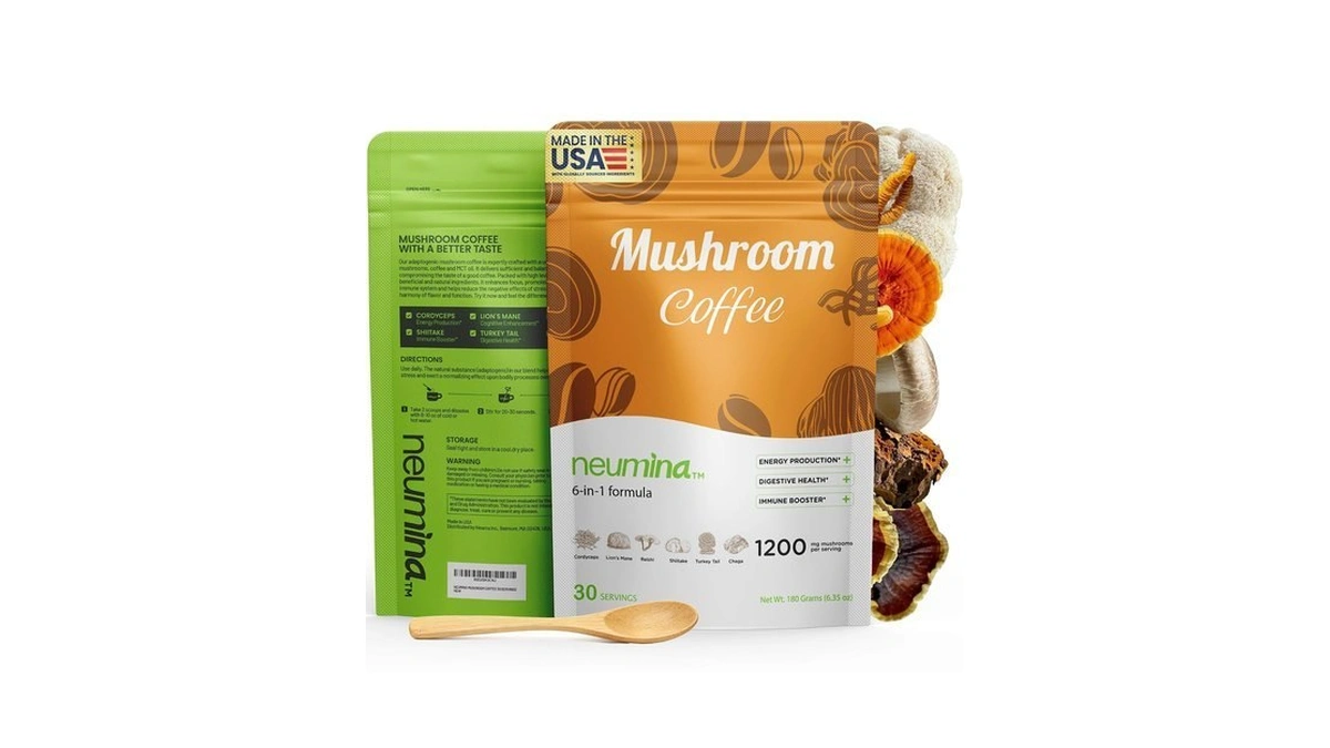 Neumina 6 In 1 Mushroom Coffee, Energy Reishi Mushroom Blend,