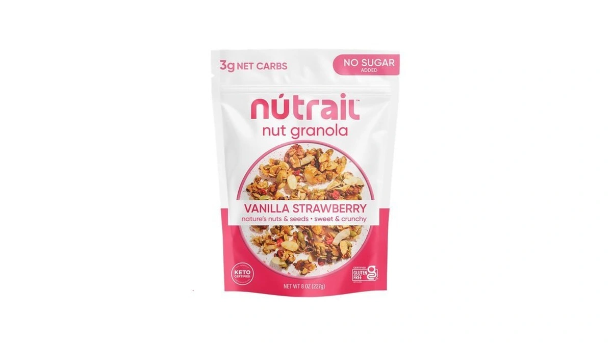 Nutrail Nut Granola Cereal, Vanilla Strawberry, No Sugar Added, Keto,