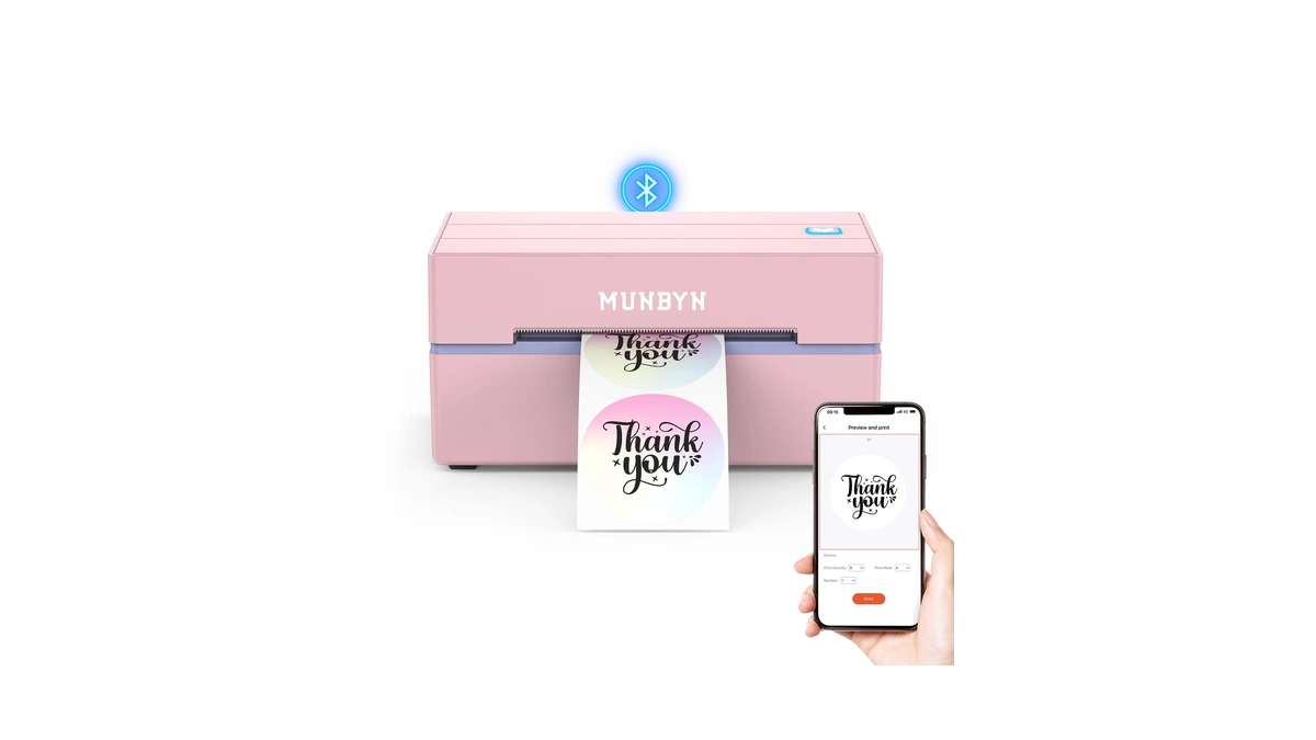 Munbyn Bluetooth Thermal Label Printer, Wireless 4x6 Shipping Label Printer
