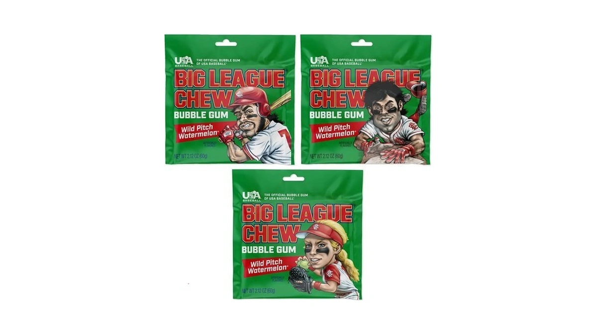 Big League Chew Watermelon - Chewing Bubble Gum Pack Of