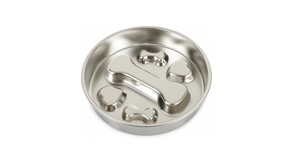 Fly Rabbit 304 Stainless Steel Slow Feeder Dog Bowl, Double-sided
