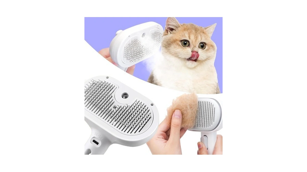 Fonsufa Cat Steam Brush, 3 In 1 Pet Hair Removal