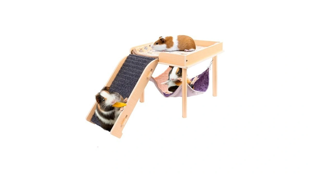 Besnew Enlarged Guinea Pig Hammock With Platform And Stairs,wooden Small