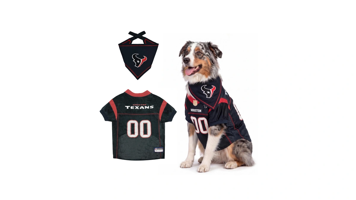 Pets First Nfl Houston Texans Dog Jersey With Coordinated Tie