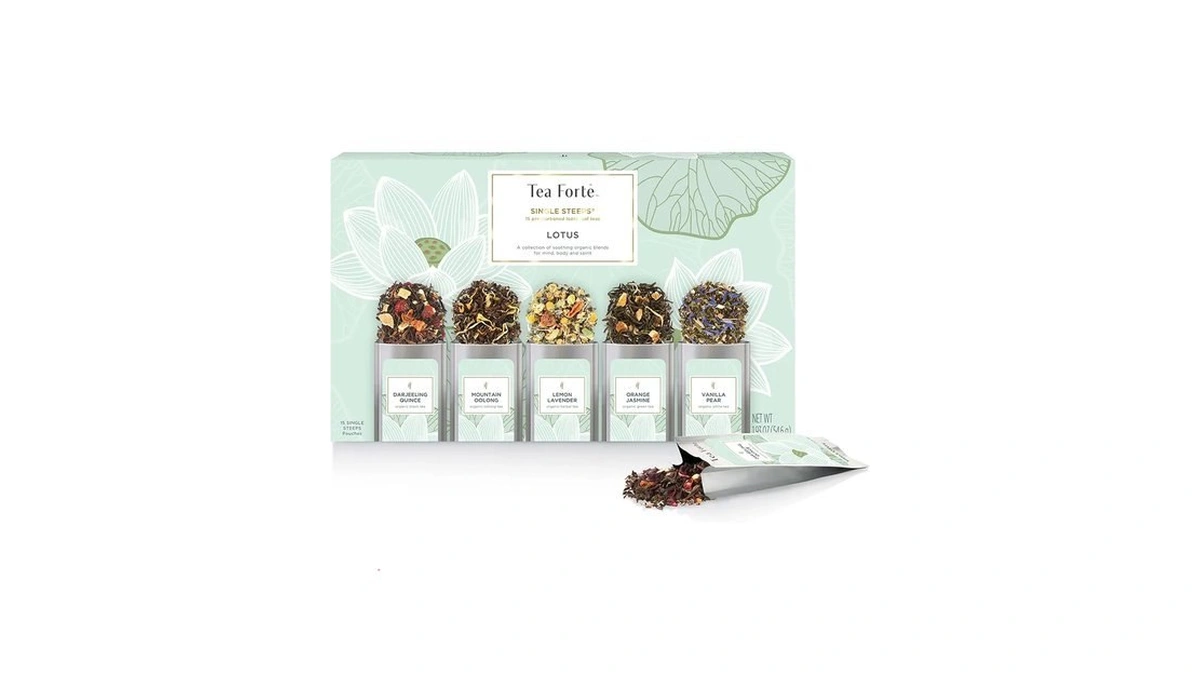 Tea Forte Single Steeps Tea Sampler, Lotus, 15 Pouches