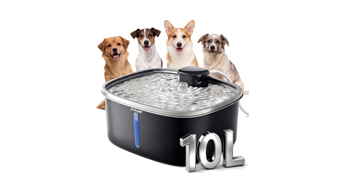 Pokpet Dog Water Fountain Indoor Homes Stainless Steel 10l/2.64gal Plug