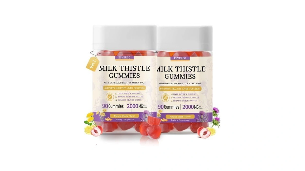 Esverco Milk Thistle Gummies, 2000mg Extract, Liver Support, 180 Count