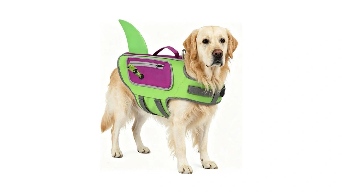 Sheripet Dog Life Jacket Shark, Good Visibility Dog Life Vest