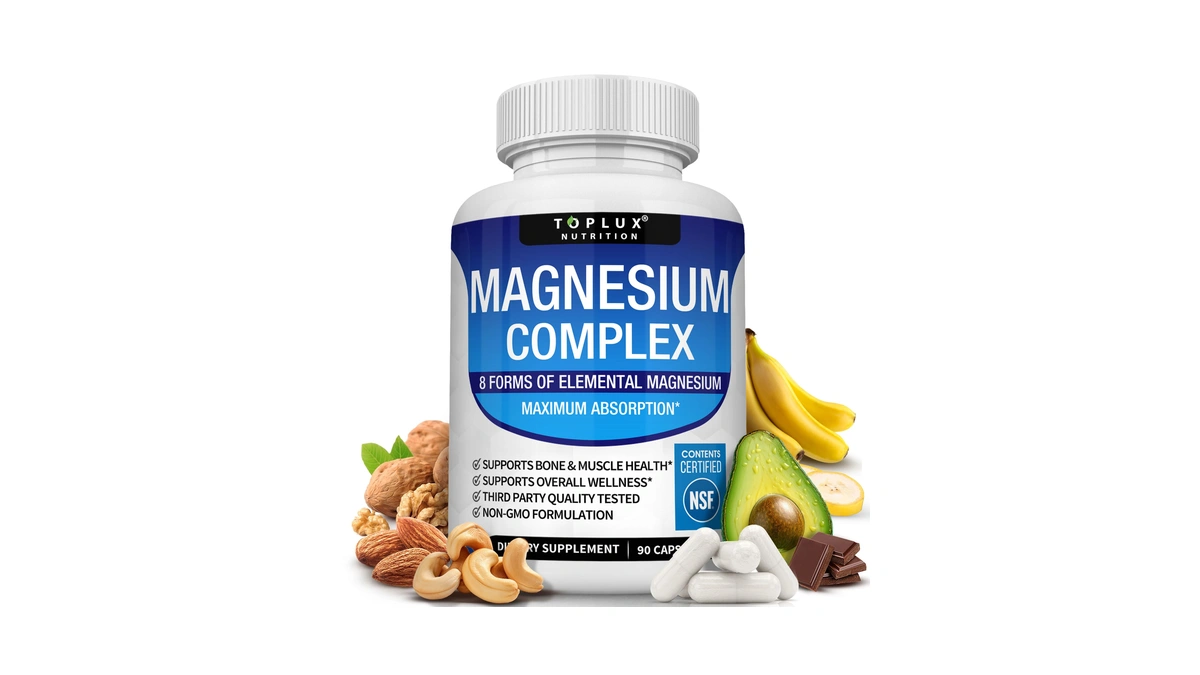 Toplux Magnesium Complex Supplement 8 Elemental - Magnesium Glycinate, Citrate,