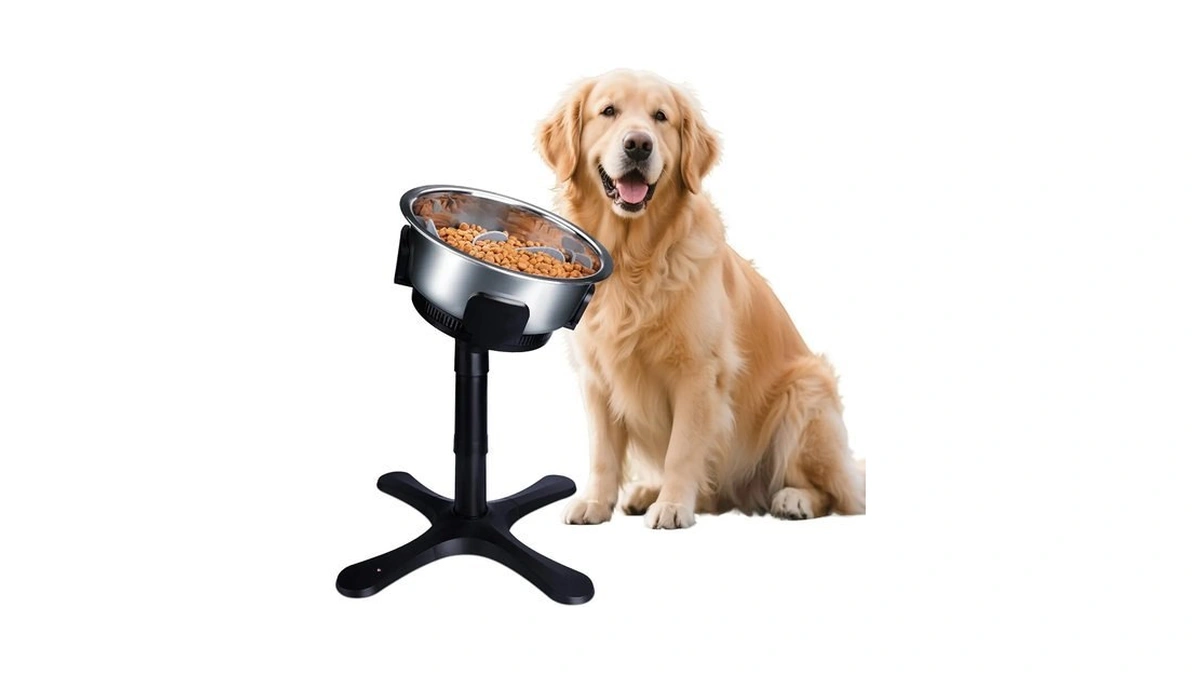 Elevated Adjustable Dog Bowl Feeding Stand, 3 Heights And Tiled