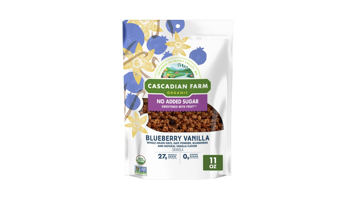Cascadian Farm Organic Blueberry Vanilla Granola, No Added Sugar, 11