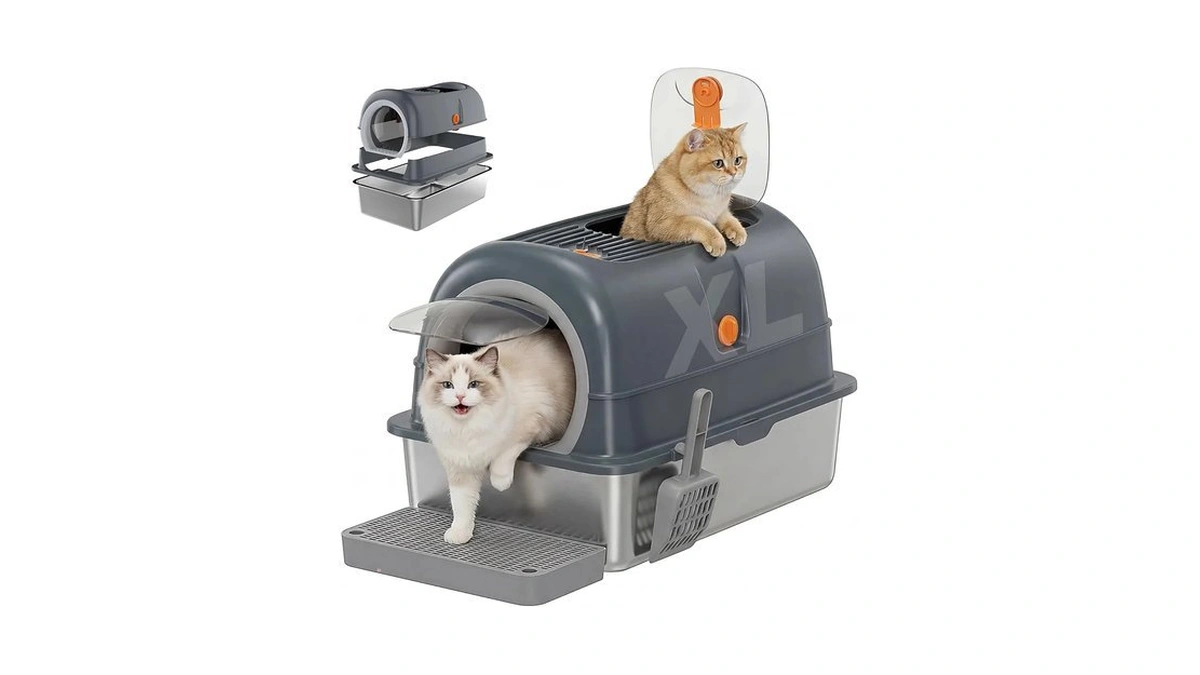 Olixis Stainless Steel Litter Box With Lid, Easy Cleaning