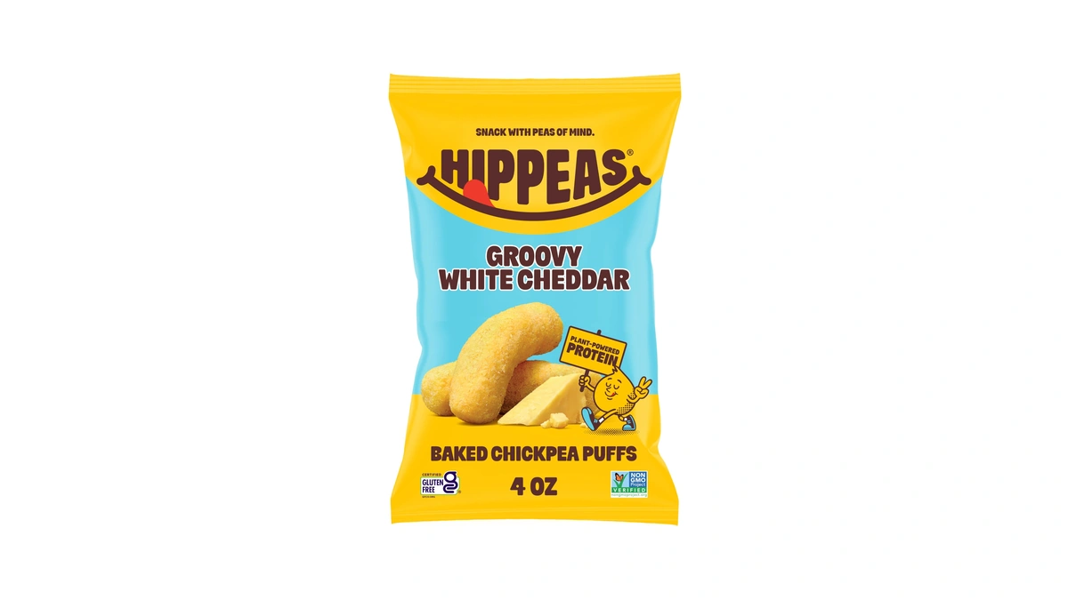 Hippeas Chickpea Puffs, Groovy White Cheddar, 4 Oz Bag, Baked