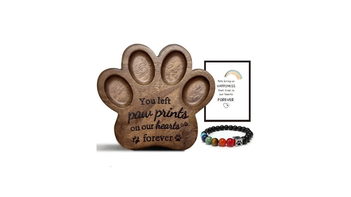 Pet Memorial Paw Print Shape Ornament & Bracelet To Remember