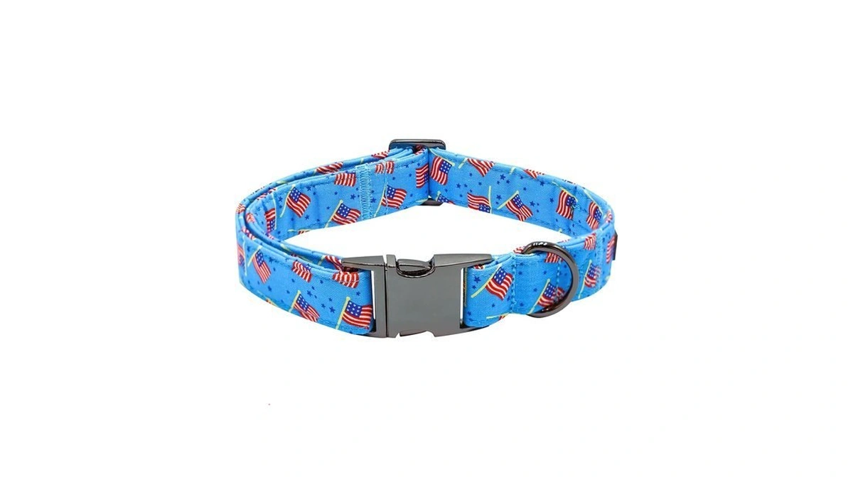 Bobo Rainbow Independence Day Dog Collar, Summer Blue Flag Durable