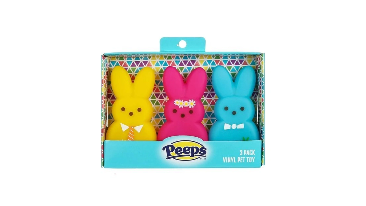 Peeps Dress-up Bunnies Vinyl Squeaker Dog Toy Set, 4 Inch,