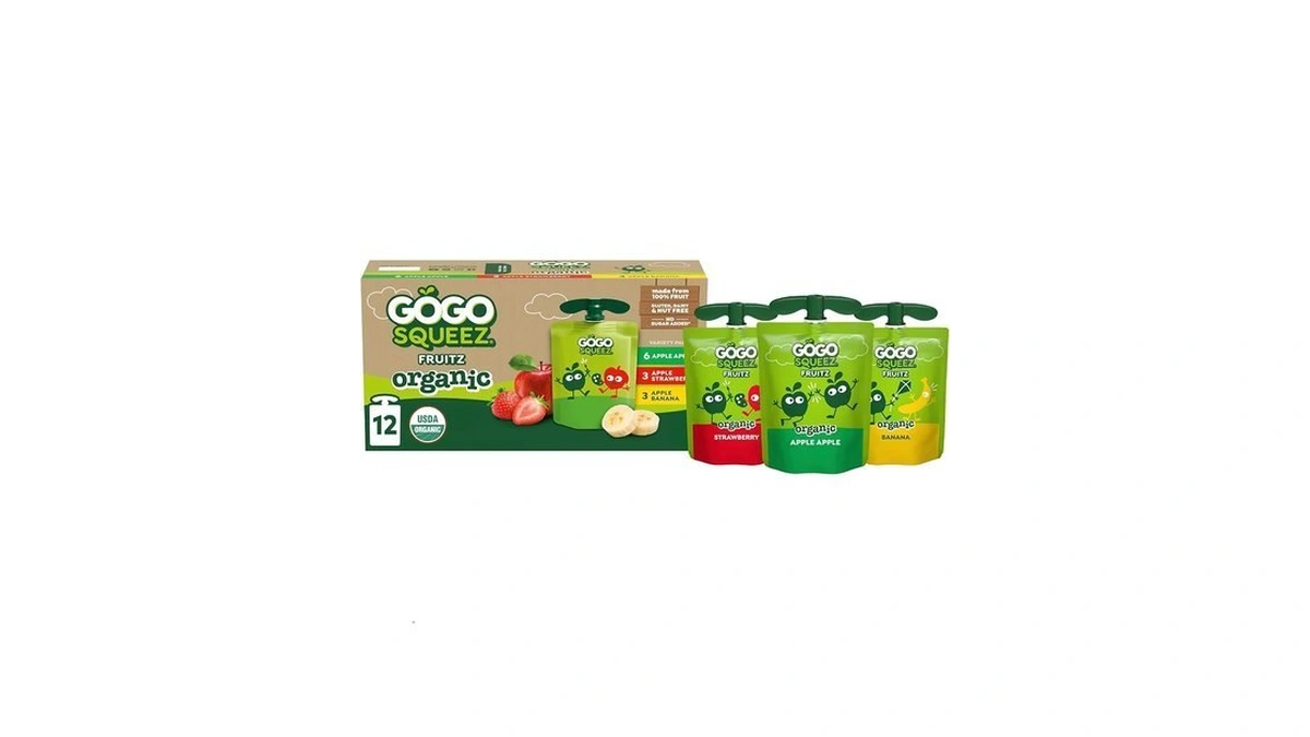 Gogo Squeez No Sugar Added Organic Applesauce Variety Pack, 12