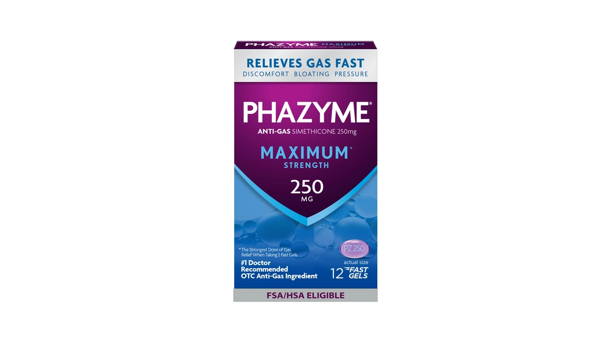Phazyme Maximum* Strength Anti-gas 250 Mg Simethicone Fast Gels, 12