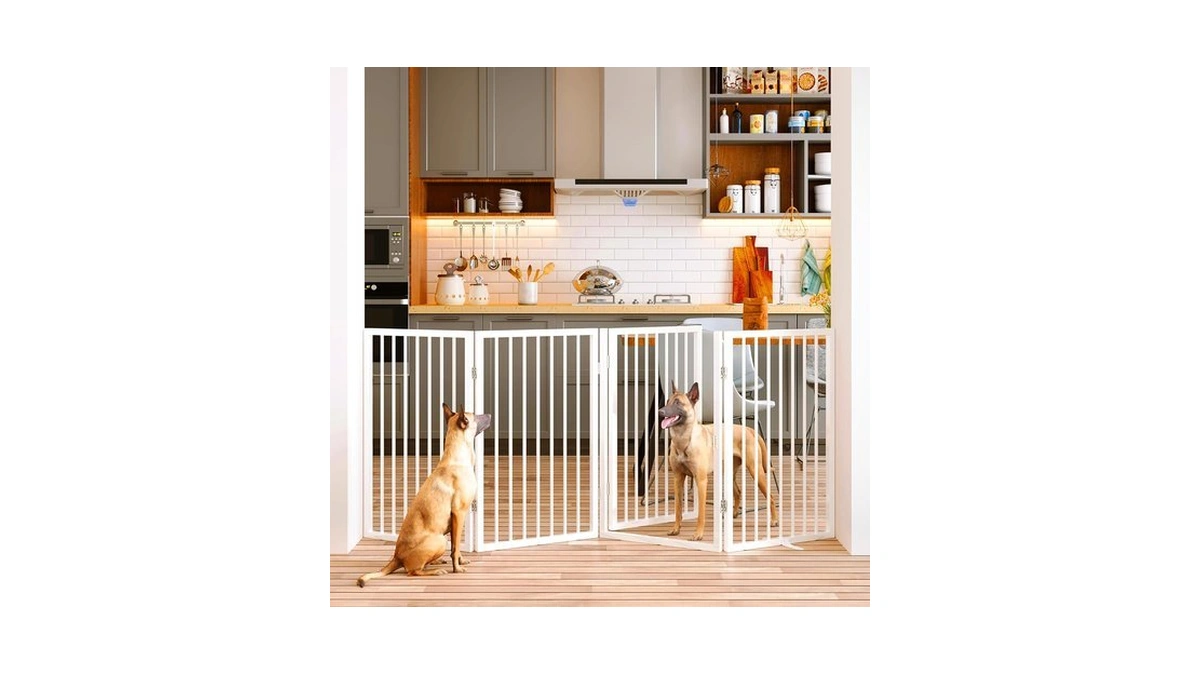 Vantas 80" X 32" Foldable Freestanding Extra Wide Dog Gate