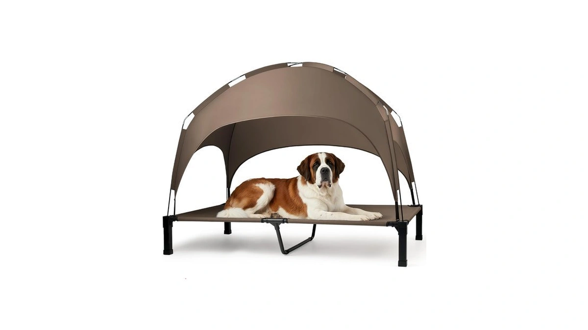 Elevated Dog Bed With Removable Canopy, Sun Protection Shade Tent