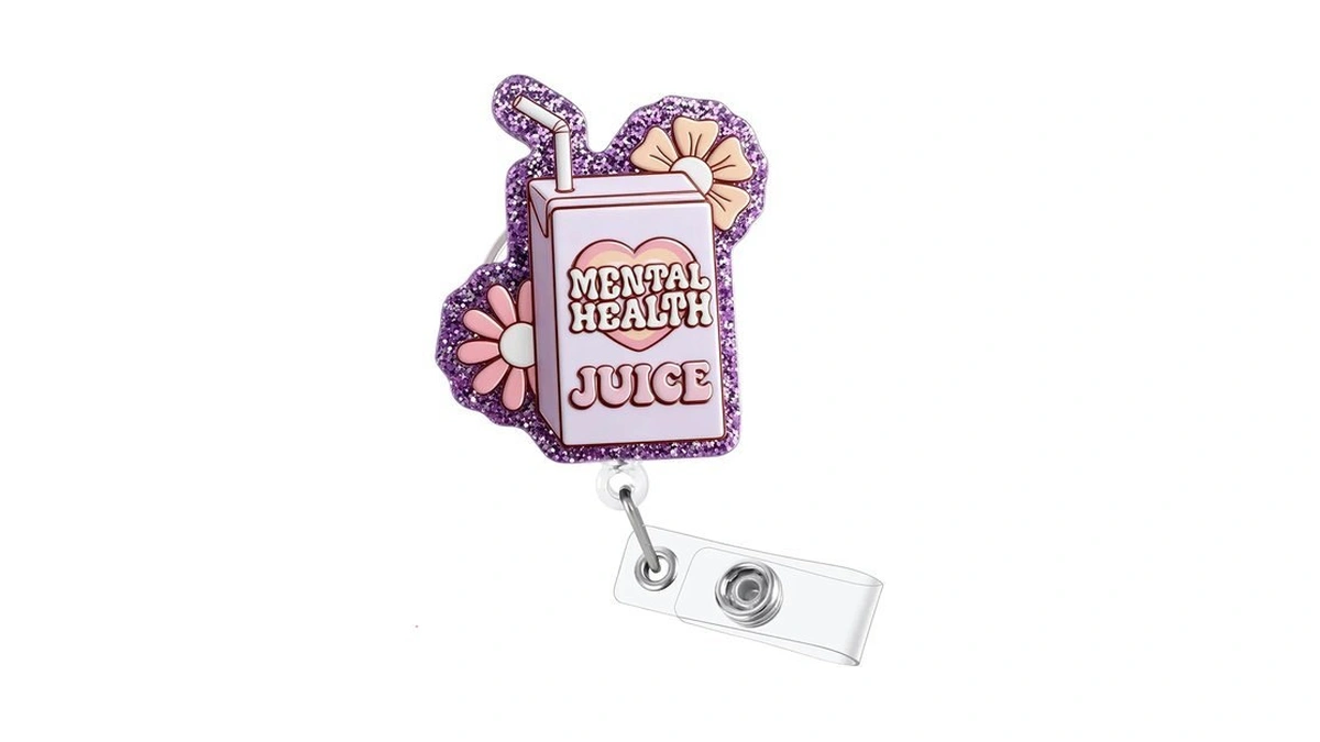 Funny Mental Health Juice Nurse Badge Reel, Retractable Id Badge