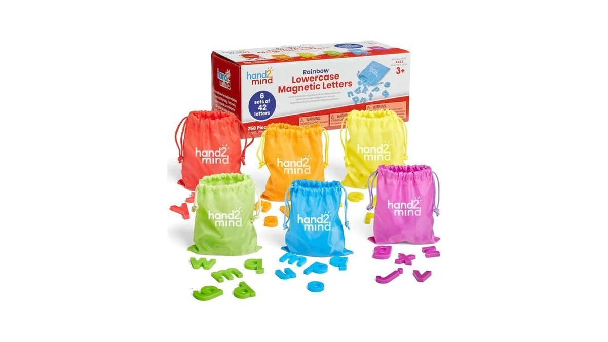 Hand2mind Rainbow Lowercase Magnetic Letters, Set Of 6, Ages 3+