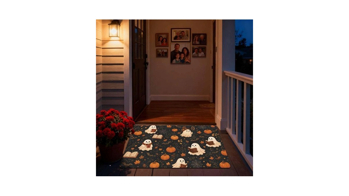 Halloween Door Mat Outdoor Front Cute Ghost Welcome Doormat 30x18