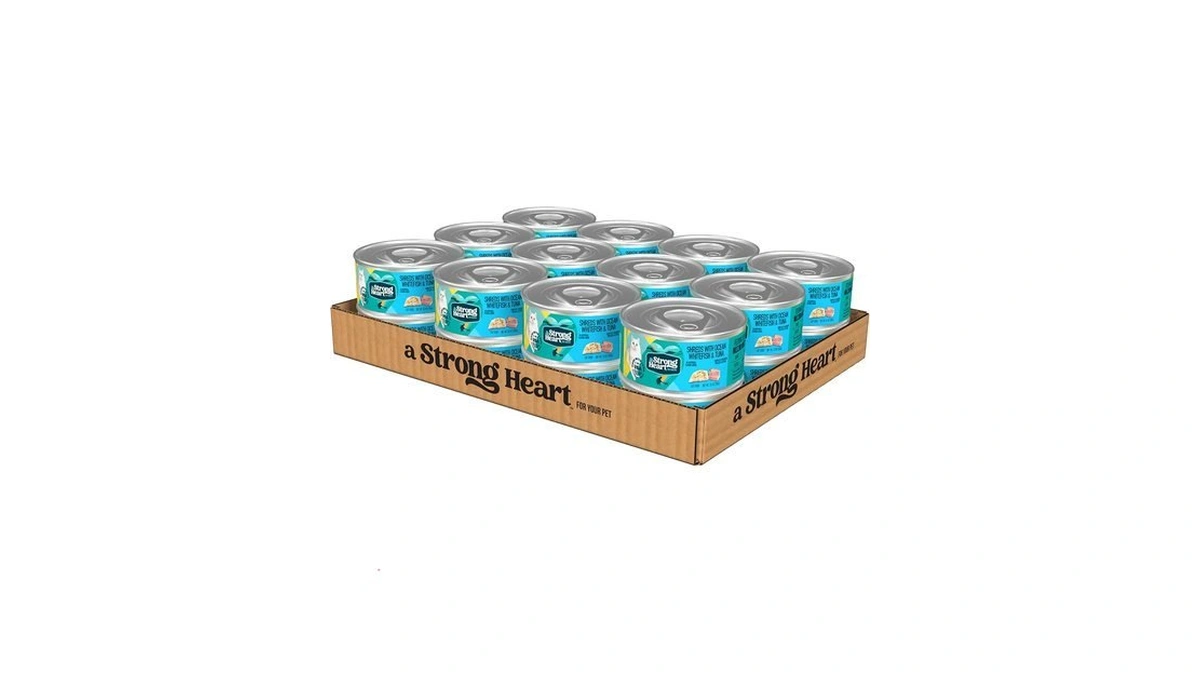 A Strong Heart Cat Food, Whitefish & Tuna Shreds, 5.5oz,
