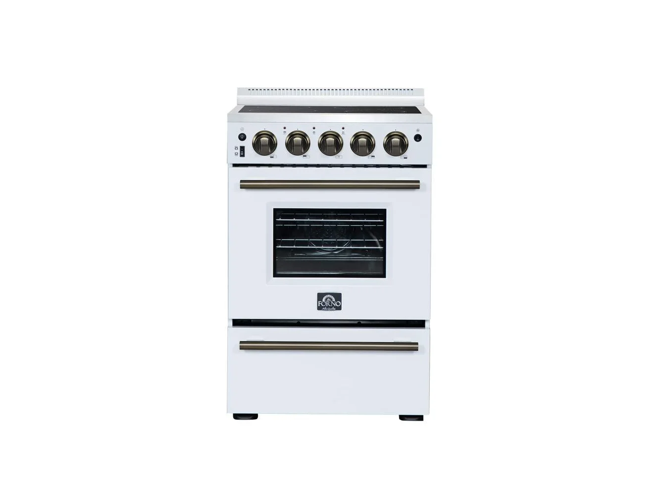 **Forno Appliances - 24 in. Wide 4 Elements Loiano 2.3 Cu. Ft. Freestanding Electric Range with Storage Drawer - White**