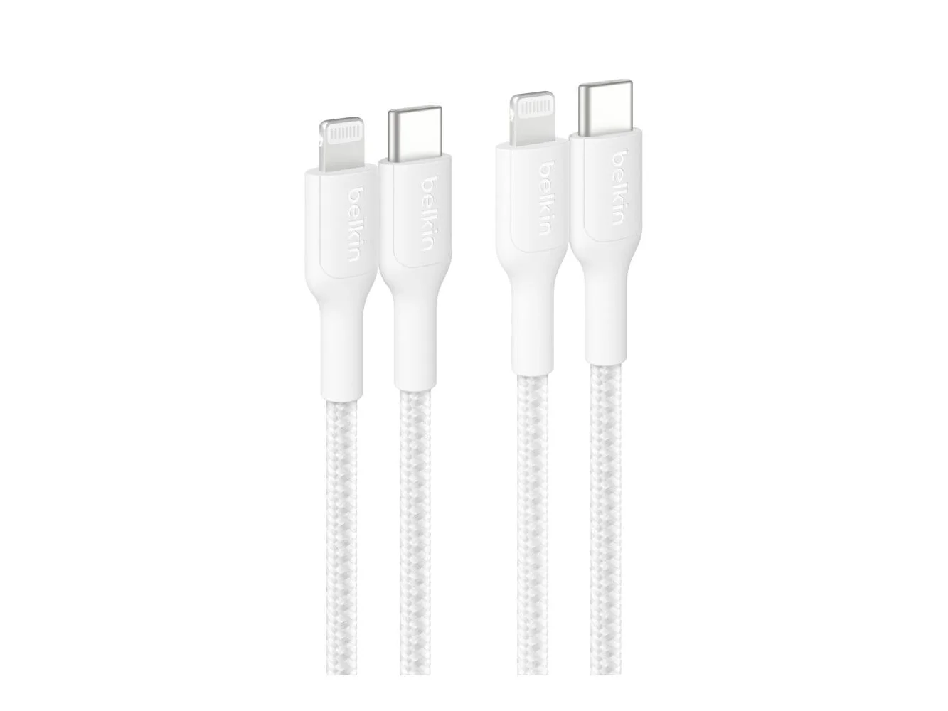 **Belkin - BOOST↑CHARGE Braided PCR USB-C to Lightning Cable 1M 2-Pack - White**