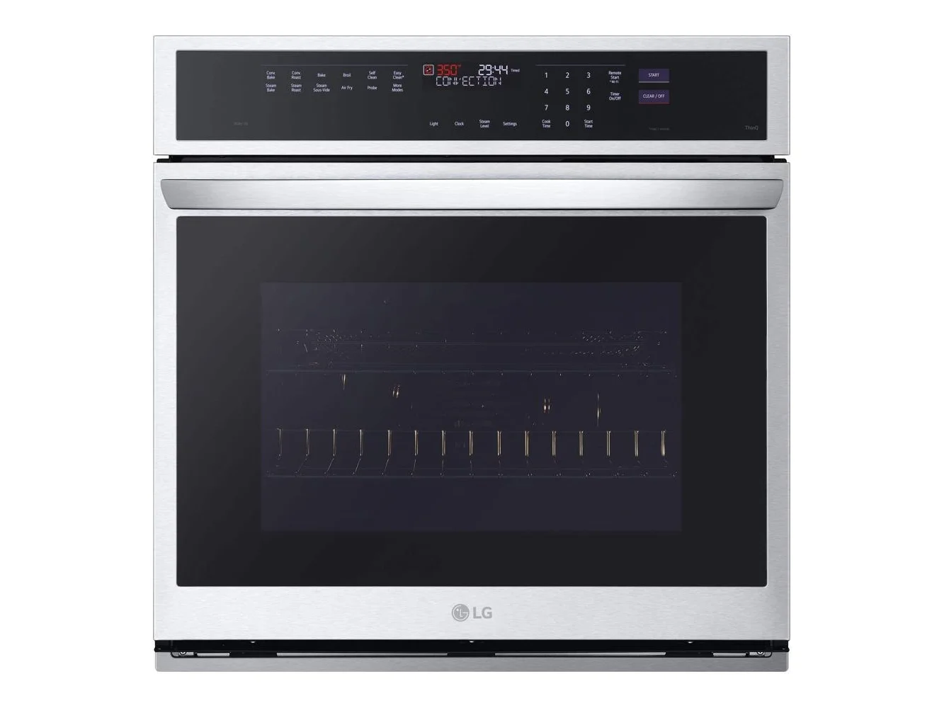 **LG - 30" 4.7 Cu. Ft. Built-In Single Electric Convection Smart Wall Oven with Steam Sous Vide - Stainless Steel**