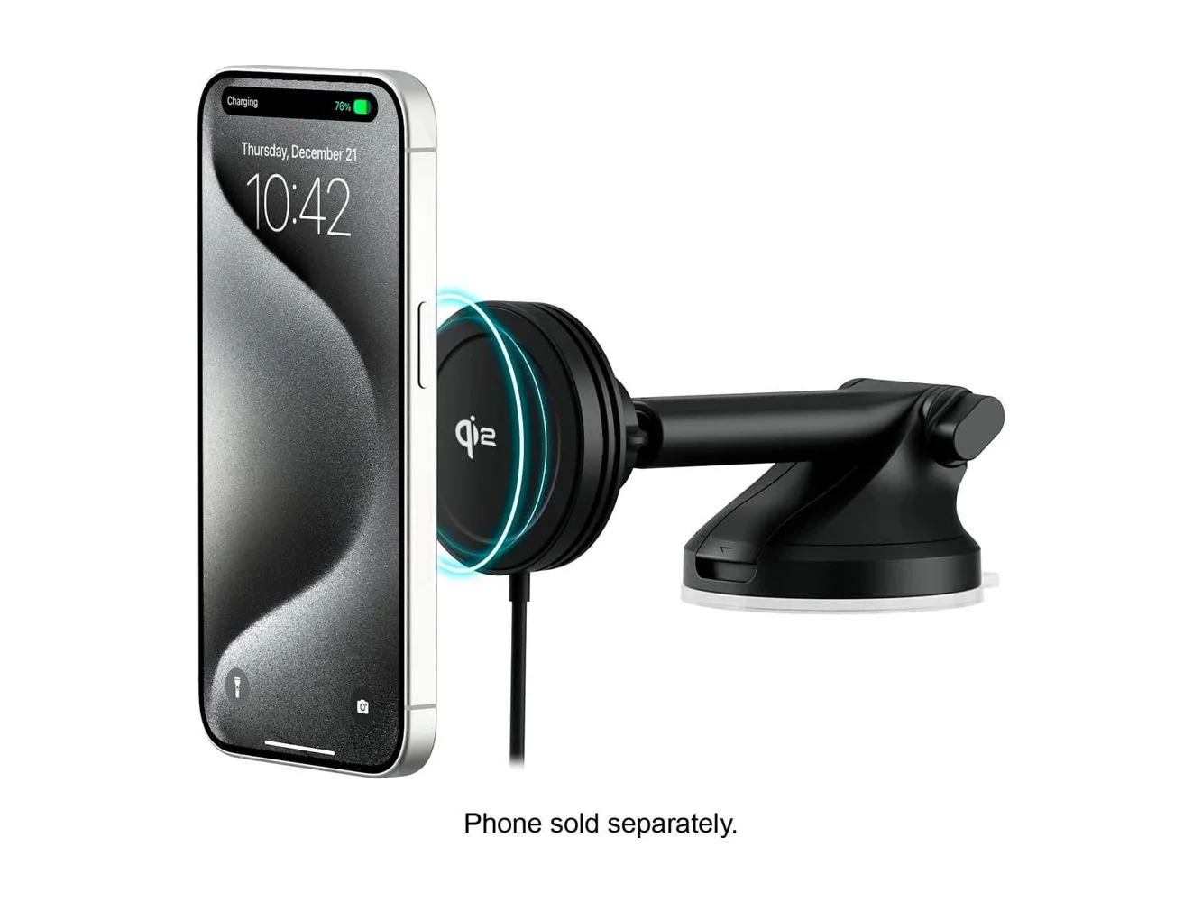 **iOttie - Velox Qi2 Wireless Dashboard & Windshield Car Mount - Carbon Black**