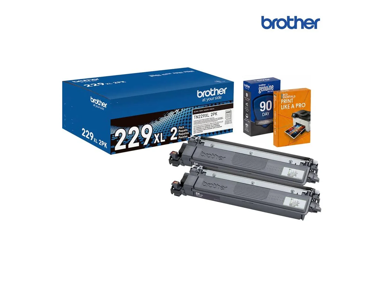 **Brother - TN229XL2PK Black High-Yield Toner Cartridge with Deco Essentials Printer eBook, for MFCL3780CDW, MFCL3765CDW, HLL3280CDW**